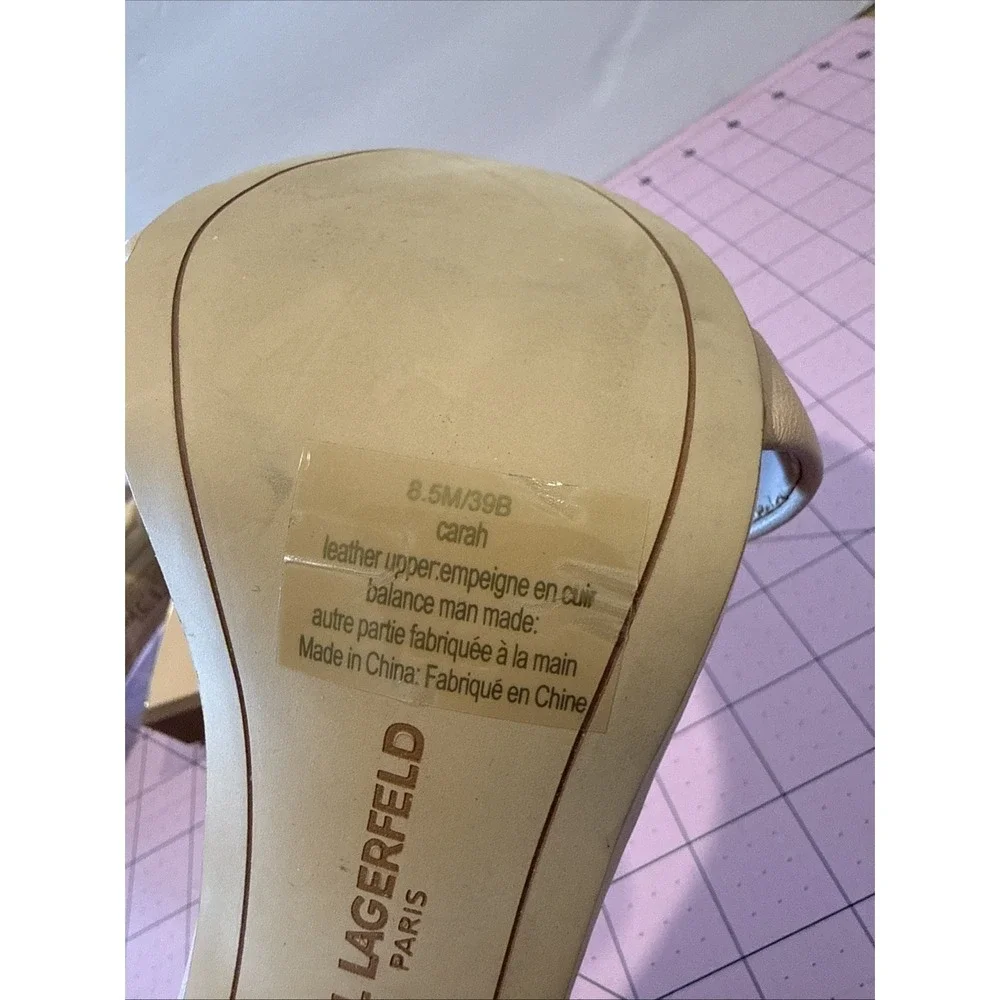 Karl‎ Lagerfeld Paris Heeled Ankle Strap Women's Heels Size 8.5 Beige